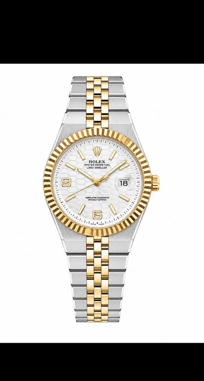 Luxury Gold & Silver Stainless Steel Men's Quartz Watch with Date Display |