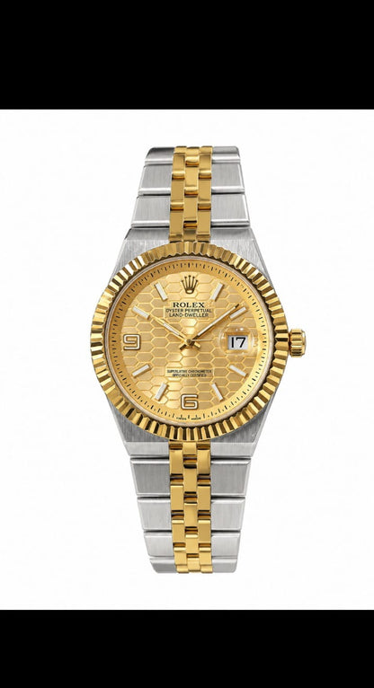 Luxury Gold & Silver Stainless Steel Men's Quartz Watch with Date Display |