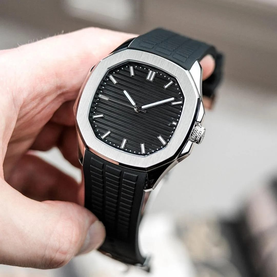 Premier Luxury Green Dial Men’s Watch | Silver Case with Olive Green Silicone Strap | Quartz