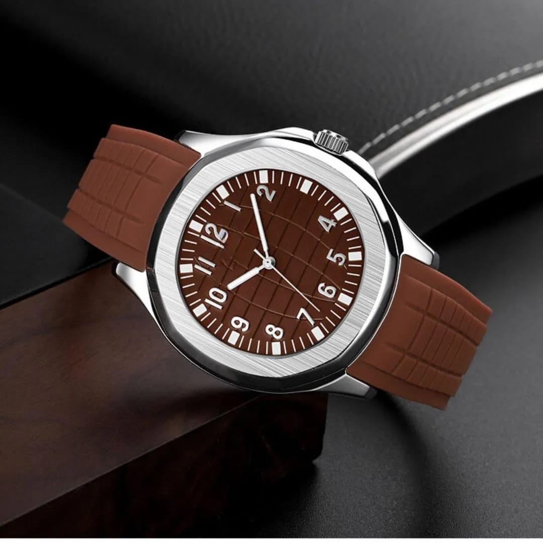 Premier Luxury Green Dial Men’s Watch | Silver Case with Olive Green Silicone Strap | Quartz