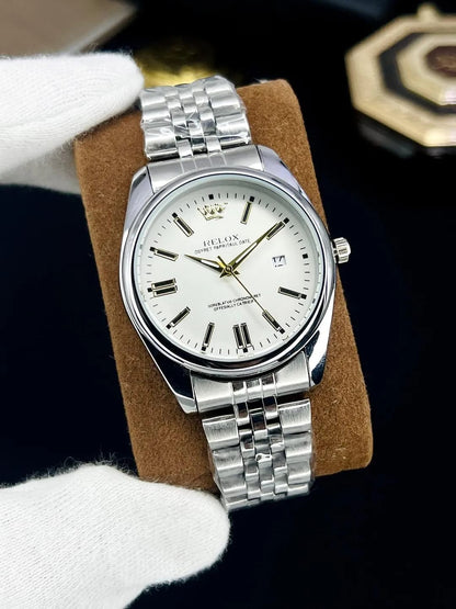 Premier Two-Tone Brown Dial Men’s Watch | Silver & Rose Gold Stainless Steel Strap with Date