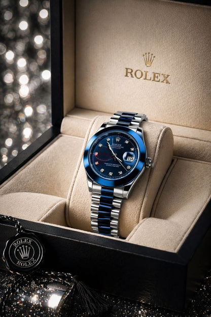 Luxury Men's Blue Dial Analog Watch | Stainless Steel Bracelet | Premium Quartz Wrist Watch with Date Display