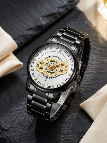 BAISHENG Premium Men's Stainless Steel Analog Quartz Watch Product Description