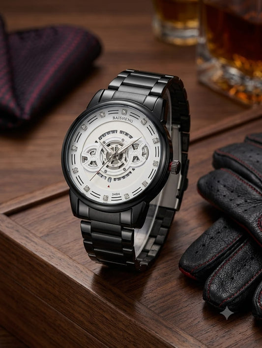 BAISHENG Premium Men's Stainless Steel Analog Quartz Watch Product Description
