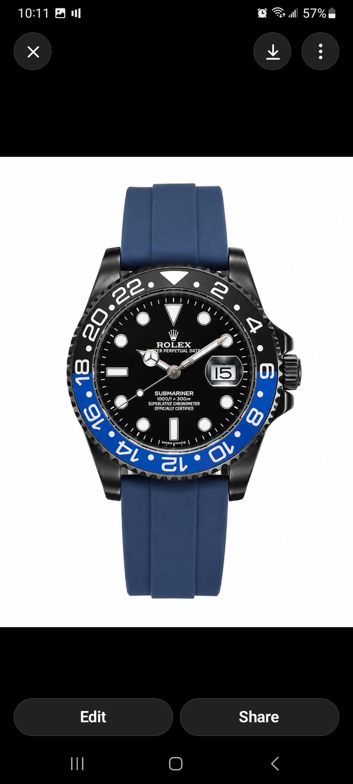 Luxury Men's Black & Blue Sport Style Quartz Watch