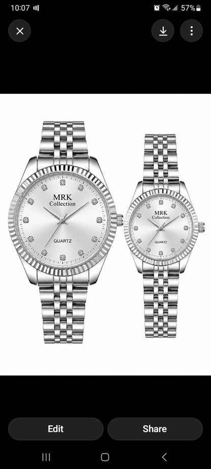 MRK Collection Luxury Couple Quartz Watch Set