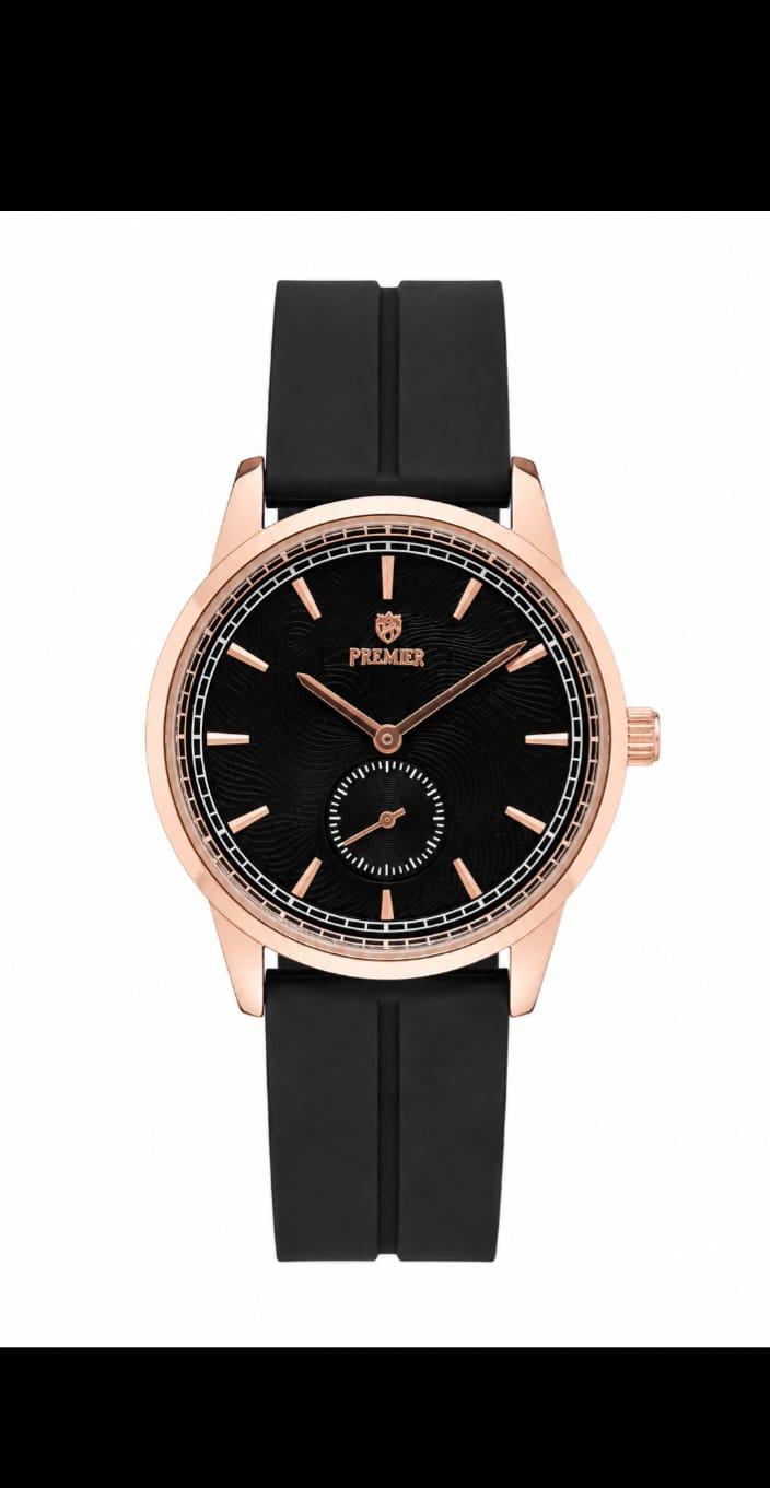 Luxury Black Men's Quartz Watch – Gold Bezel Silicone Strap Analog Wrist Watch