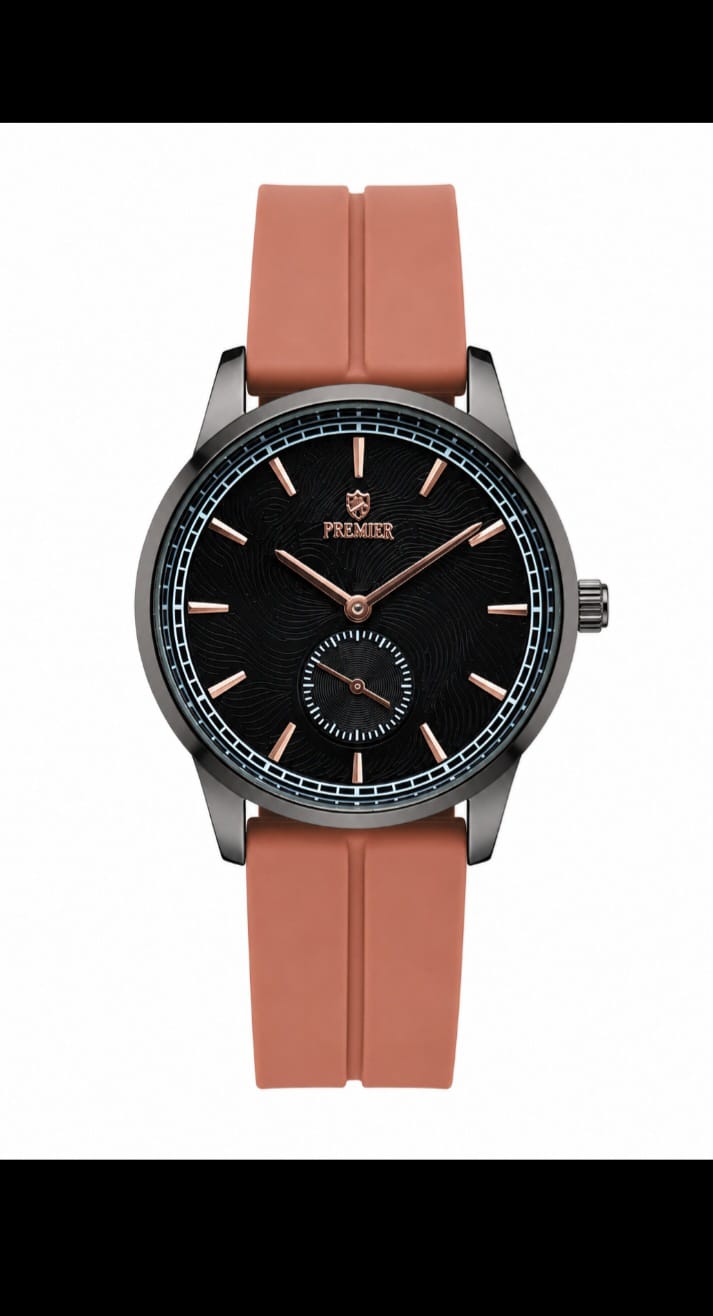 Luxury Black Men's Quartz Watch – Gold Bezel Silicone Strap Analog Wrist Watch