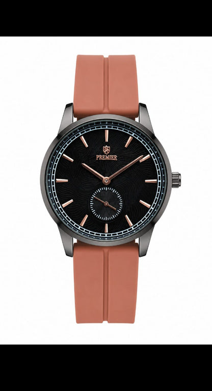 Luxury Black Men's Quartz Watch – Gold Bezel Silicone Strap Analog Wrist Watch