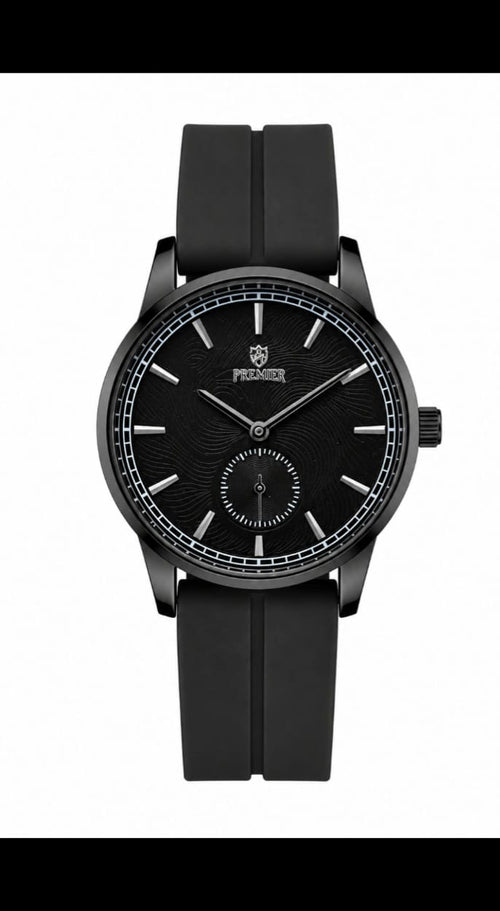 Luxury Black Men's Quartz Watch – Gold Bezel Silicone Strap Analog Wrist Watch