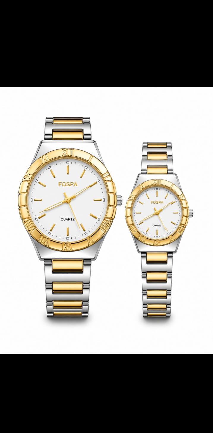 Luxury Silver Couple Watches Set